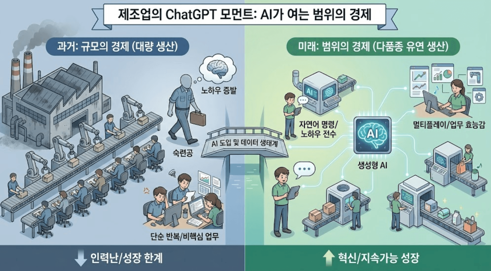 인력난 中企에 '챗GPT 모먼트' 온다…다품종 유연생산 시대로 요약 도해
